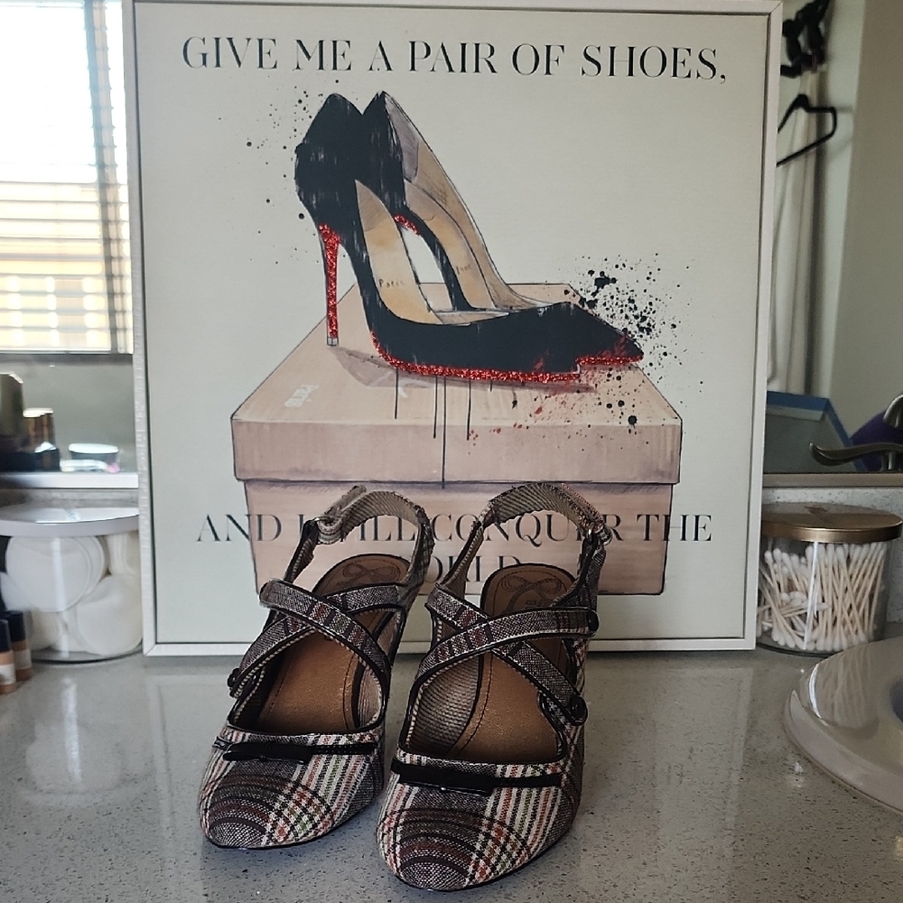 Plaid Strappy Women's Heels